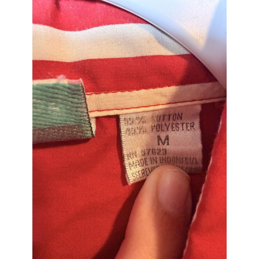 Center Aisle Women's Red Button Up Shirt Top M Cotton Blend Striped Pockets - Picture 5 of 7